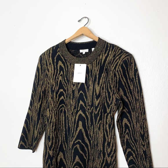 NWT A.L.C. Ziggy Gold Metallic Long Sleeve Mini Dress XL - Picture 4 of 8